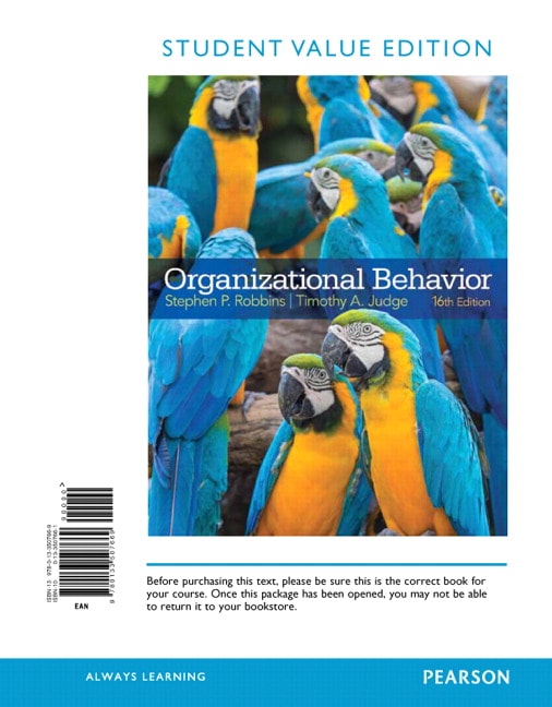 Robbins, Robbins, Judge & Judge, Organizational Behavior, Student Value Edition Pearson