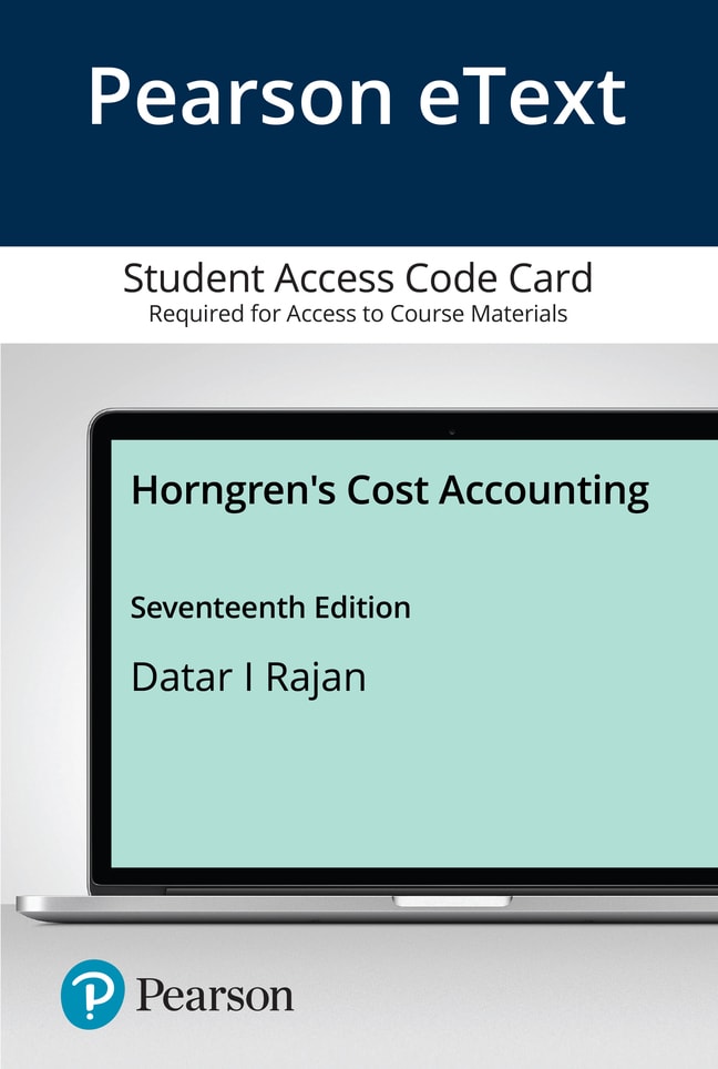 Pearson eText Horngren's Cost Accounting -- Access Card
