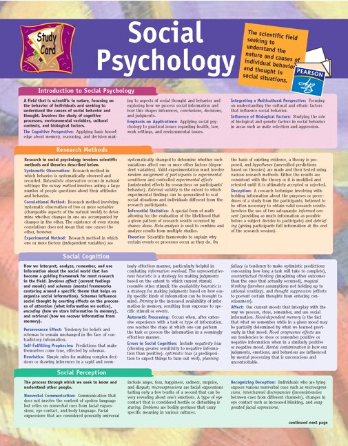 Pearson Education, Study Card for Social Psychology Pearson